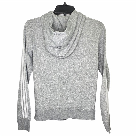Adidas Essential 3 Stripe Gray Hoodie Size XS - Picture 2 of 5